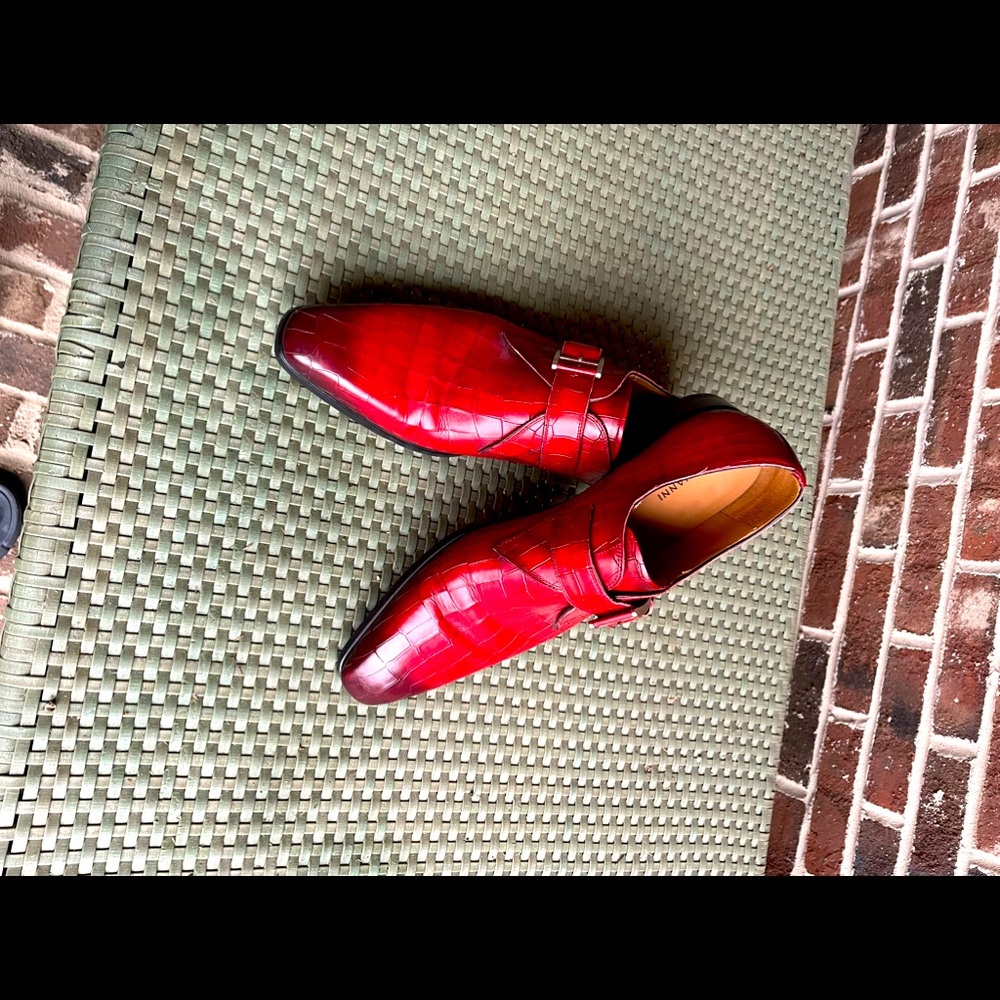Magnanni Red Leather Shoes Size 10